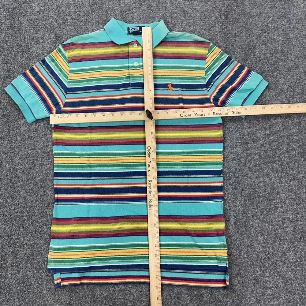 VTG Polo By Ralph Lauren Polo Shirt Mens S Multicolor Striped 100% Cotton Knit